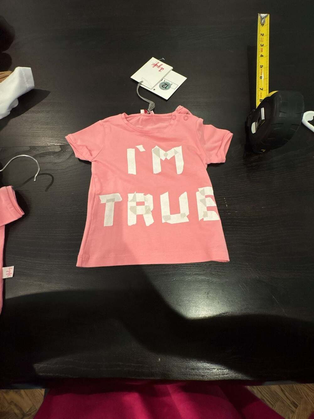 IL GUFO I'M TRUE Pink Cotton Short Sleeve T-Shirt size 6m runs small NEW